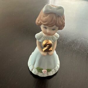 Enesco Growing Up Birthday Girls Figurine Age 2 Brunette porcelain collectible
